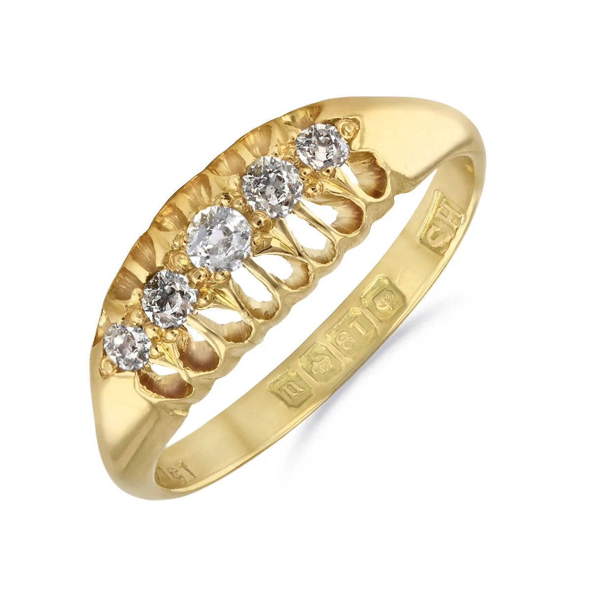 Old Cut Diamond Five stone Ring | Pre-Loved | 18K Yellow Gold