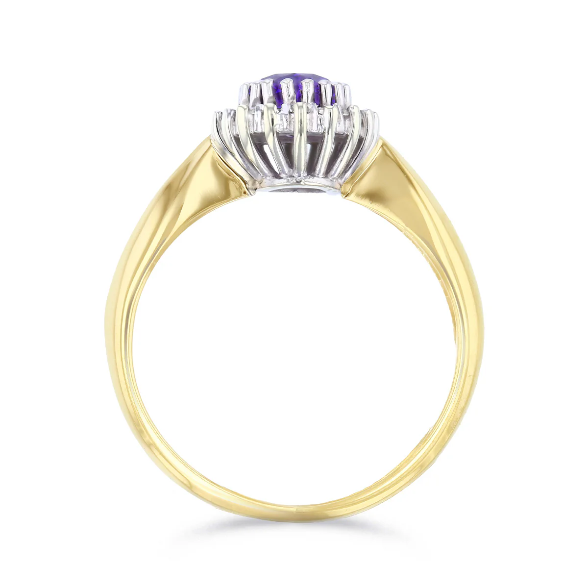 Oval Amethyst and 0.18ct Diamond Cluster Ring | Pre-Loved | 9K Yellow Gold - Image 5