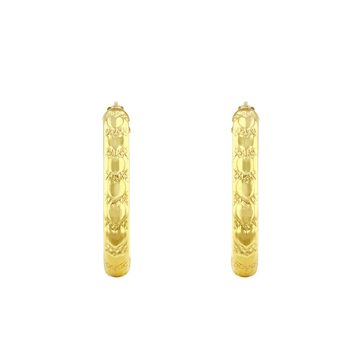 Oval Heart Engraved Hoop Earrings | Pre-Loved | 9K Yellow Gold - Image 2