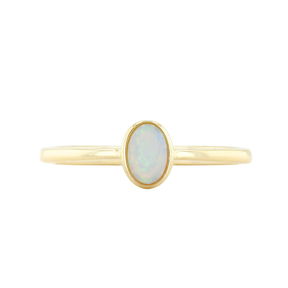 Oval Opal Bezel Set Ring | Pre-Loved | 9K Yellow Gold - Image 2