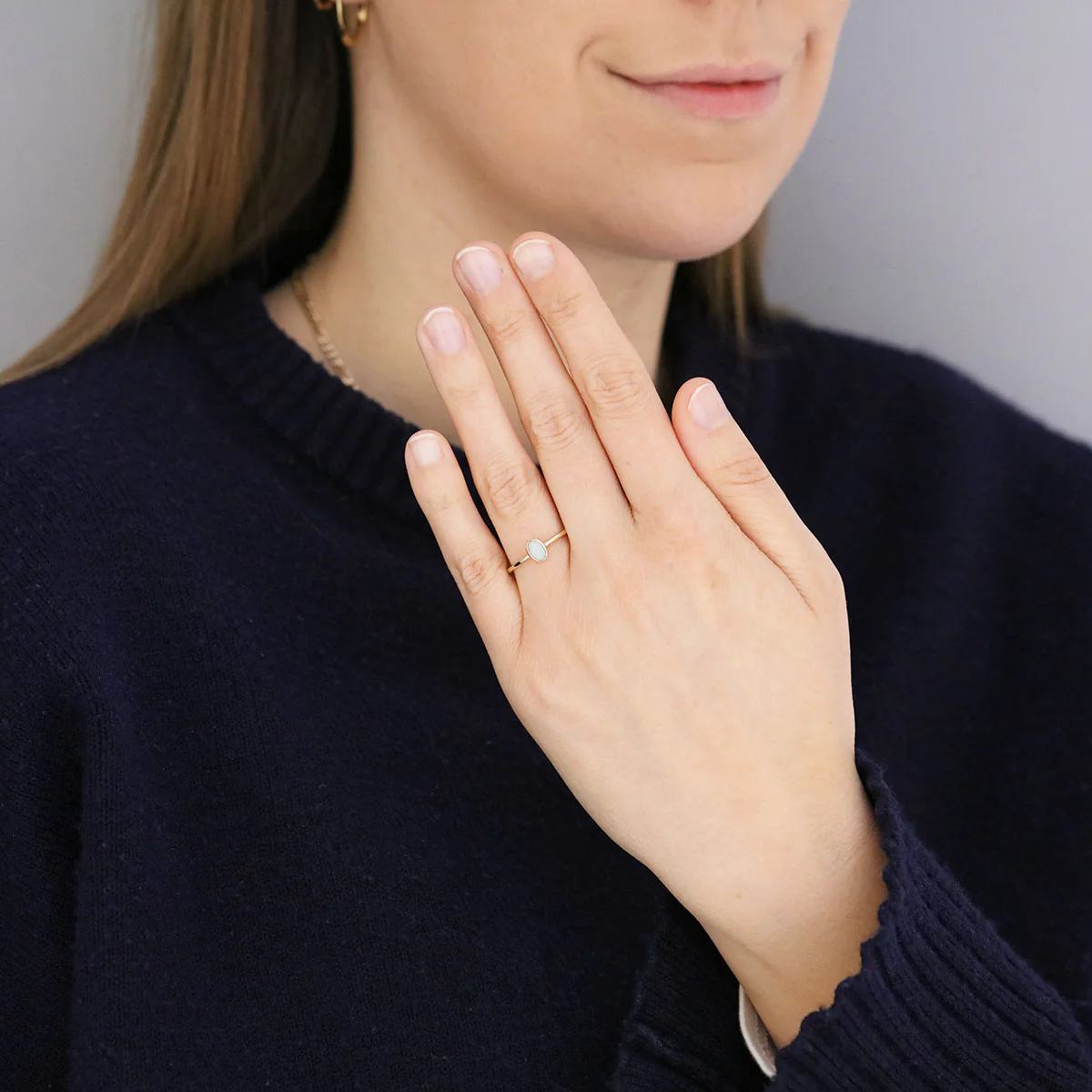 Oval Opal Bezel Set Ring | Pre-Loved | 9K Yellow Gold - Image 6