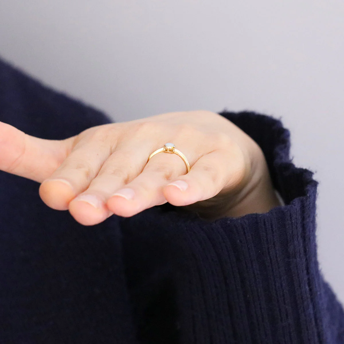 Oval Opal Bezel Set Ring | Pre-Loved | 9K Yellow Gold - Image 8