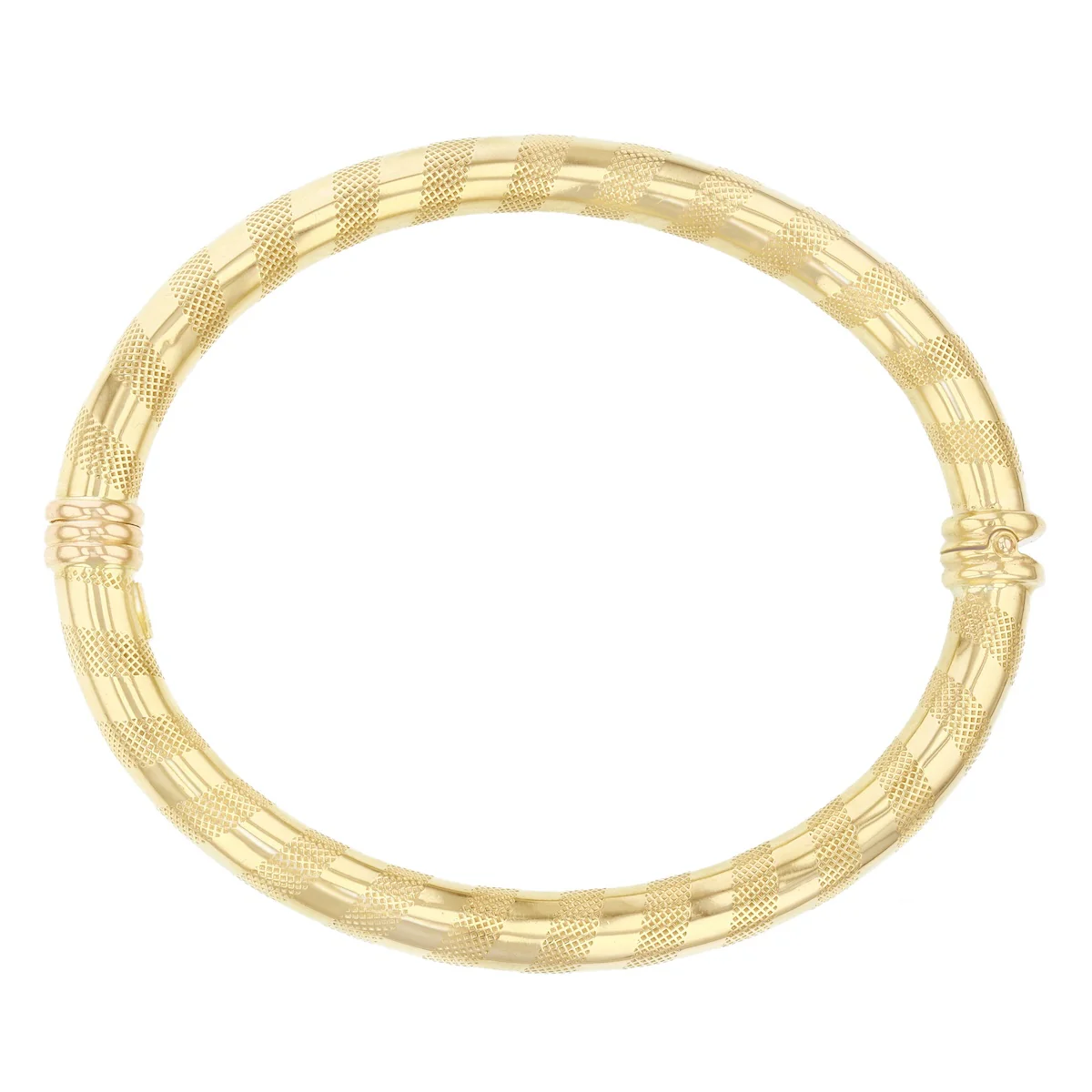 Oval Patterned Bangle (9.5g) | Pre-Loved | 9K Yellow Gold - Image 3