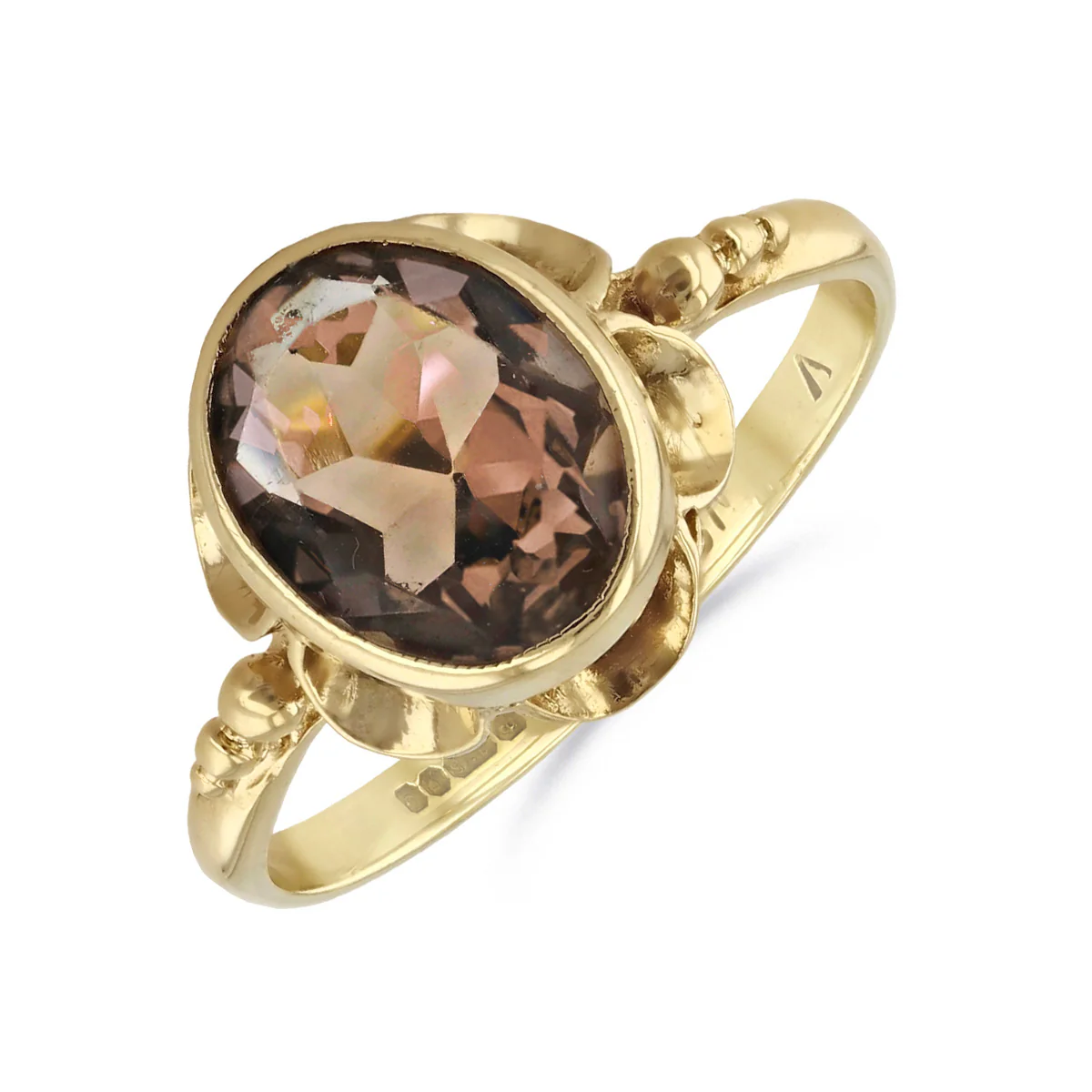 Oval Smokey Quartz Dress Ring | Pre-Loved | 9K Solid Yellow Gold