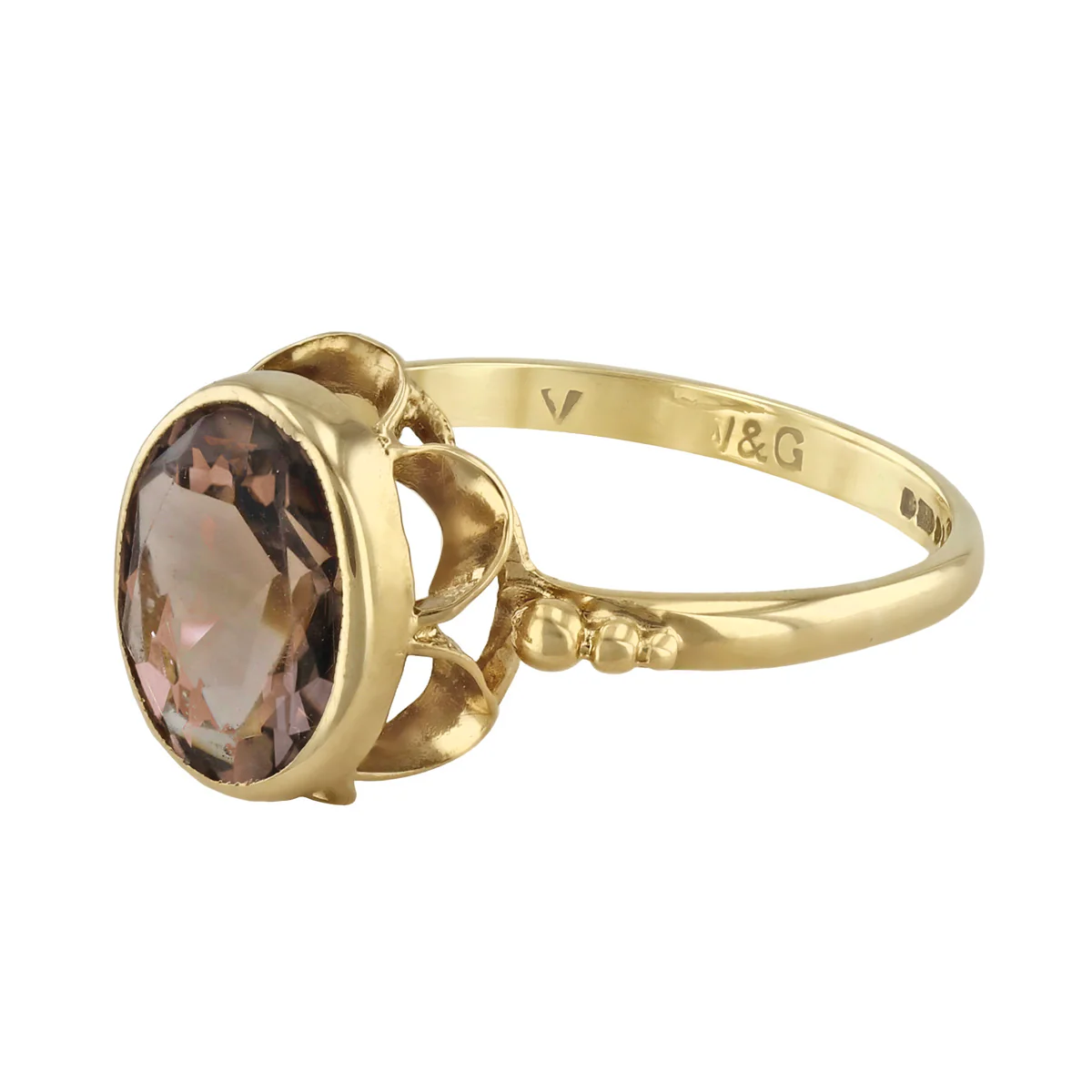 Oval Smokey Quartz Dress Ring | Pre-Loved | 9K Solid Yellow Gold - Image 3