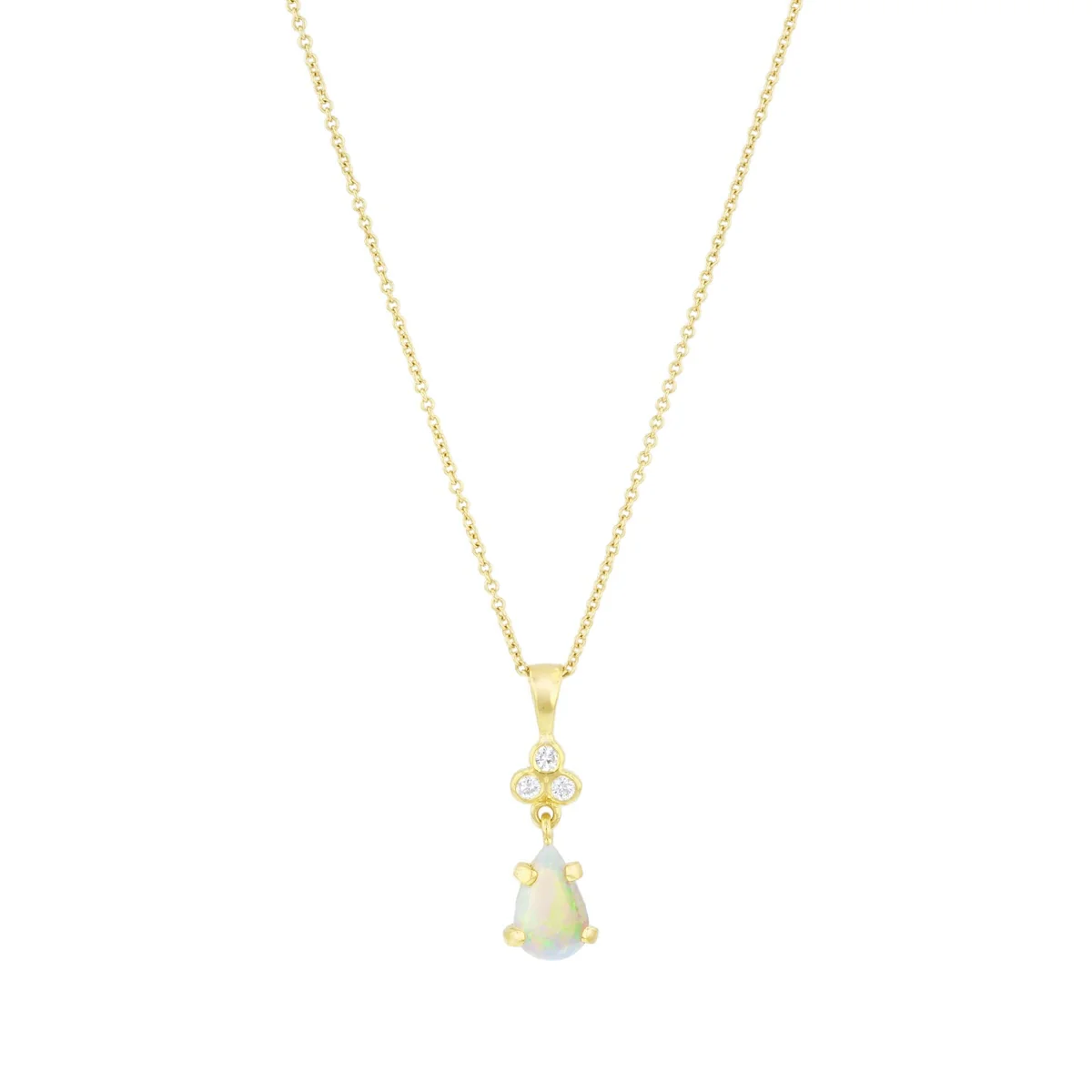 Pear Opal and Diamond Pendant (Chain Not Included) | Pre-Loved | 18K Yellow Gold