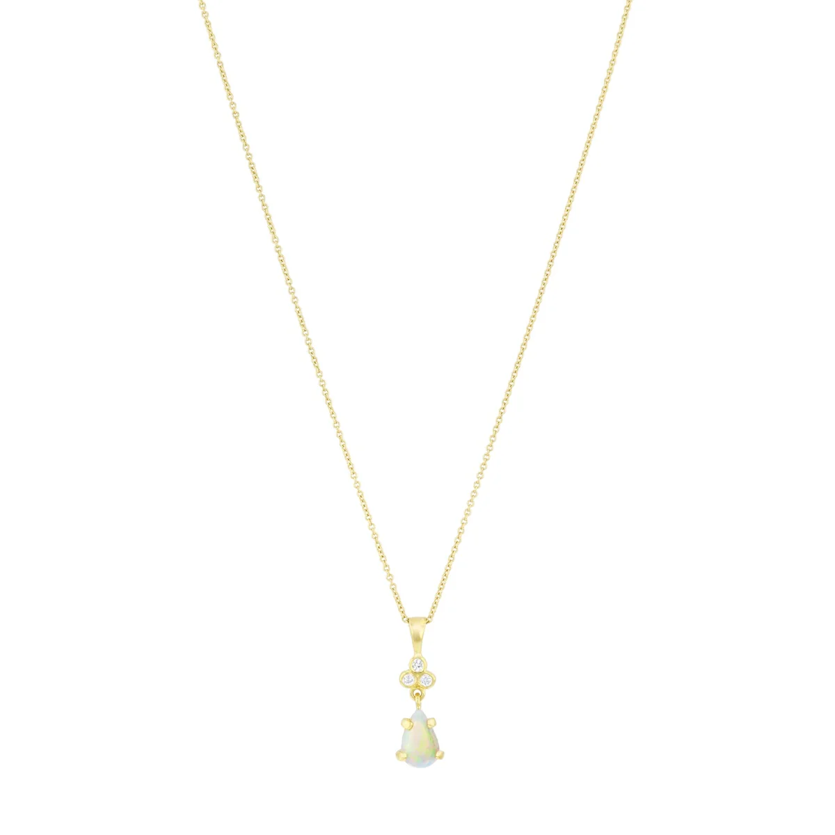 Pear Opal and Diamond Pendant (Chain Not Included) | Pre-Loved | 18K Yellow Gold - Image 2