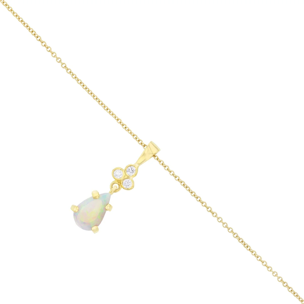 Pear Opal and Diamond Pendant (Chain Not Included) | Pre-Loved | 18K Yellow Gold - Image 3