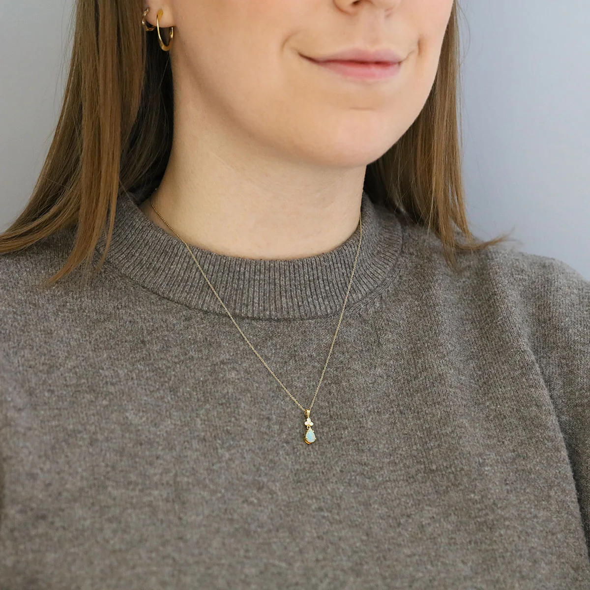 Pear Opal and Diamond Pendant (Chain Not Included) | Pre-Loved | 18K Yellow Gold - Image 4