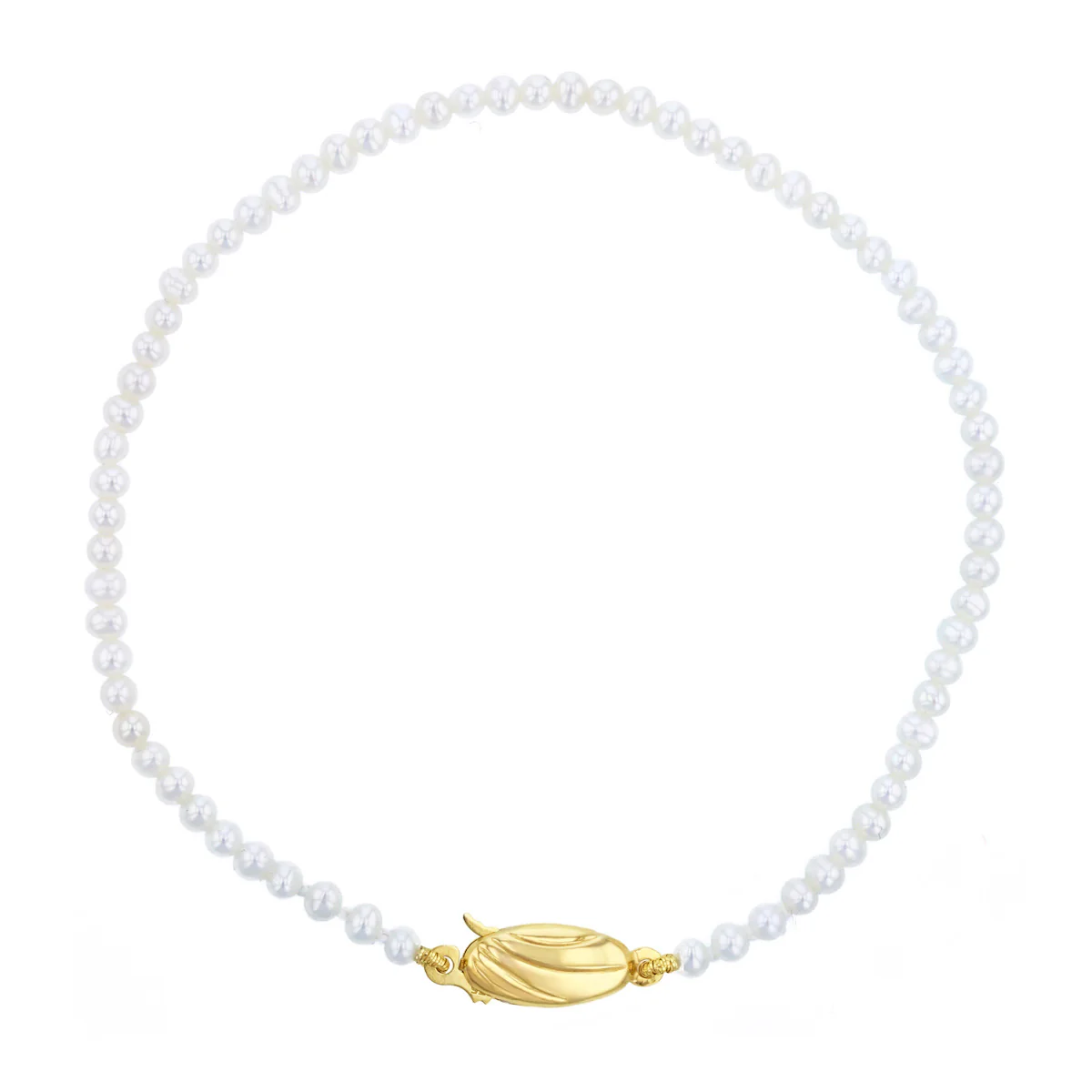 Pearlessence Collection 2.0-2.5mm White Round Cultured River Pearl Bracelet | 9K Yellow Gold
