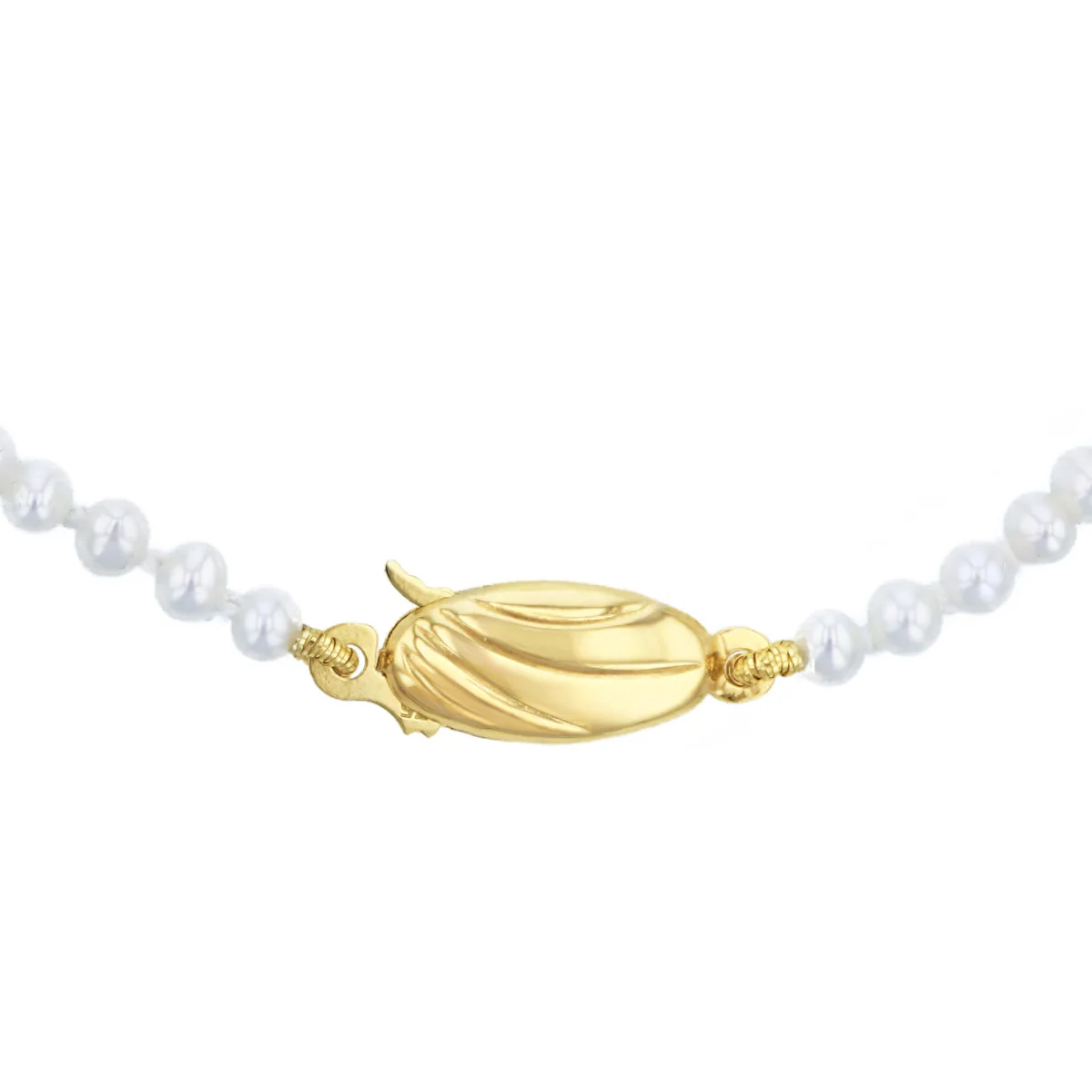 Pearlessence Collection 2.0-2.5mm White Round Cultured River Pearl Bracelet | 9K Yellow Gold - Image 2
