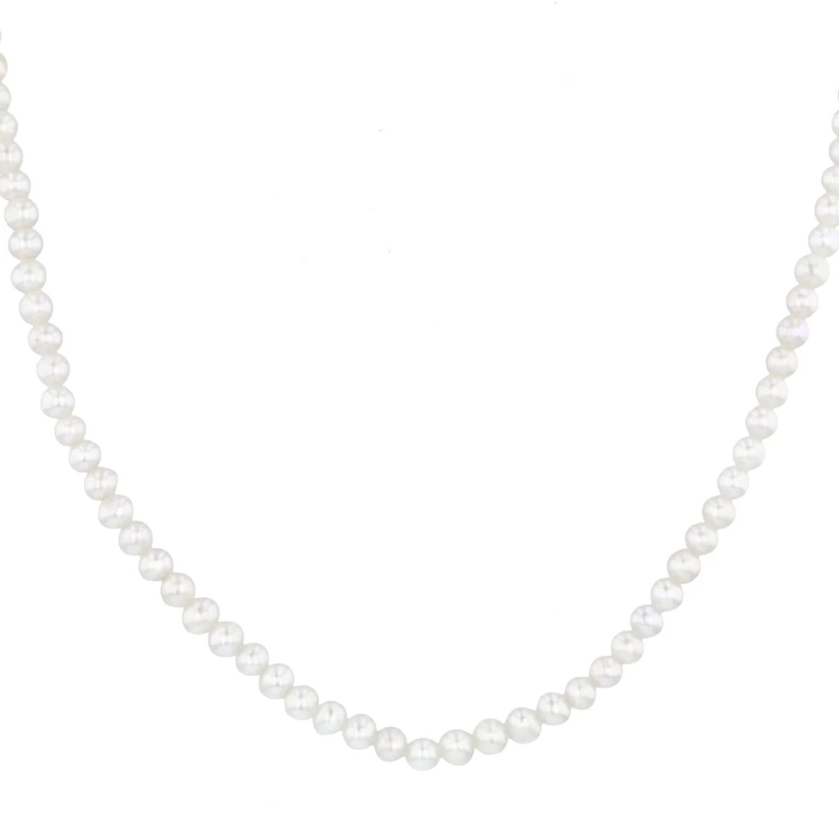 Pearlessence Collection 3-3.5mm White Round Cultured River Pearl Necklace | Silver Clasp