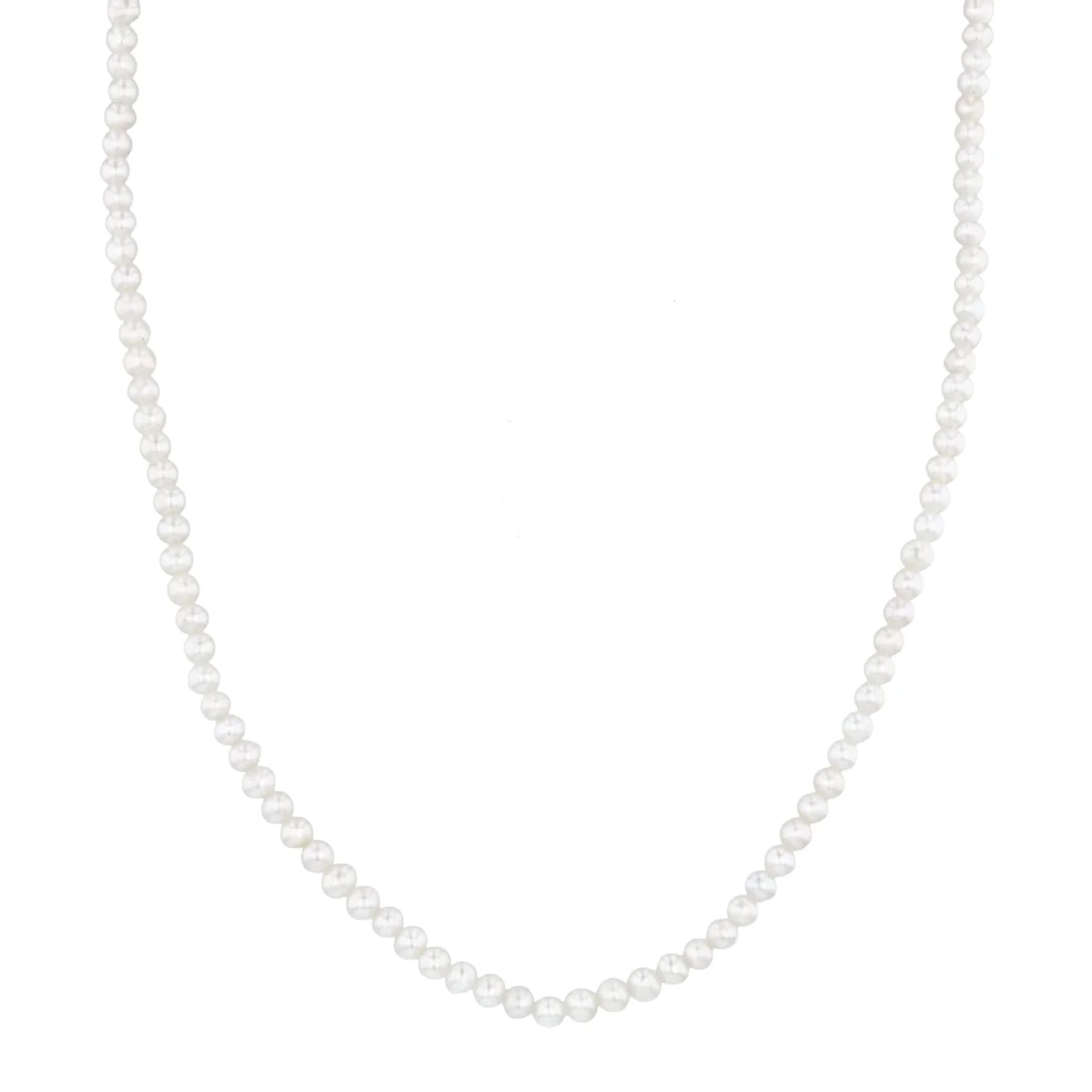 Pearlessence Collection 3-3.5mm White Round Cultured River Pearl Necklace | Silver Clasp - Image 2
