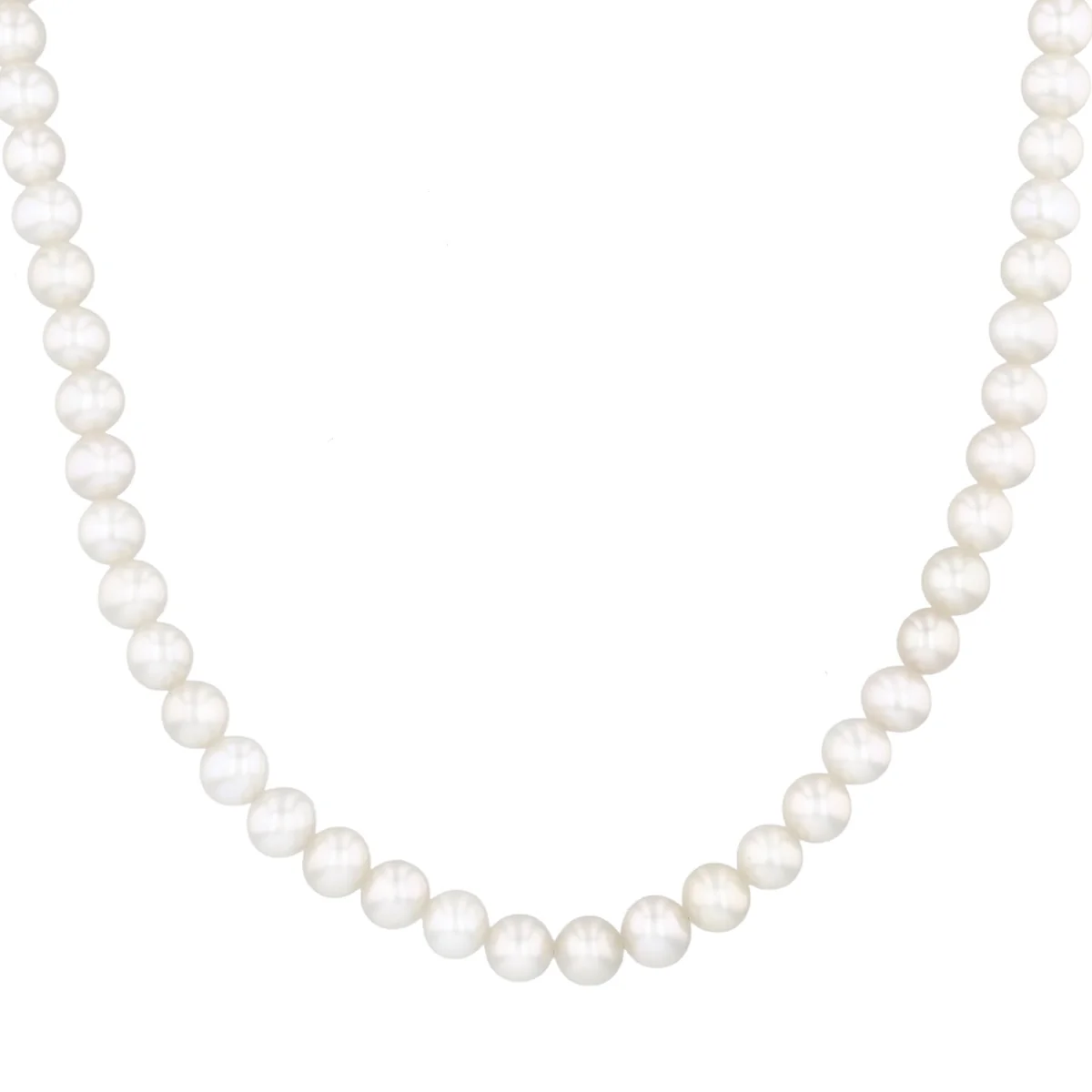 Pearlessence Collection 5-5.5mm White Round Cultured River Pearl Necklace | 9K Yellow Gold