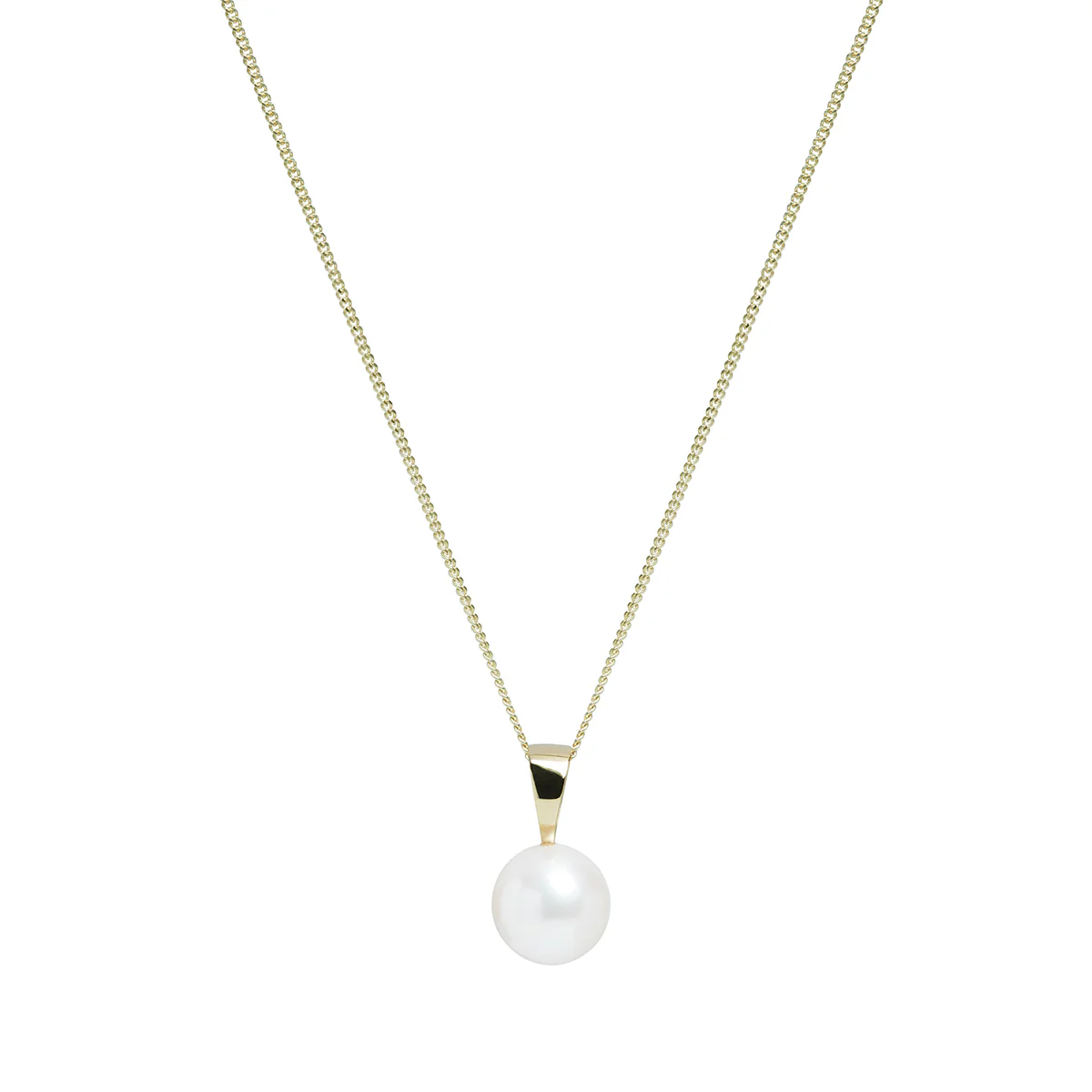 Pearlessence Collection 8-8.5mm Cultured River Pearl Necklace | 9K Yellow Gold