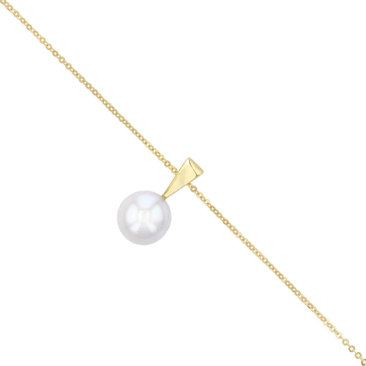 Pearlessence Collection 8-8.5mm Cultured River Pearl Necklace | 9K Yellow Gold - Image 2