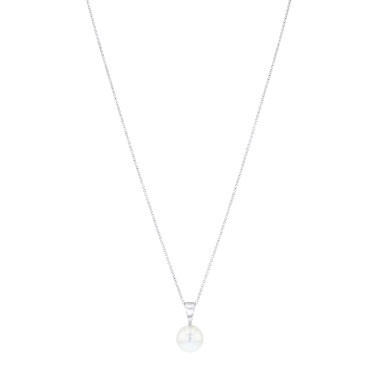 Pearlessence Collection 8-8.5mm White Round Akoya Pearl Necklace | 18K White Gold - Image 2