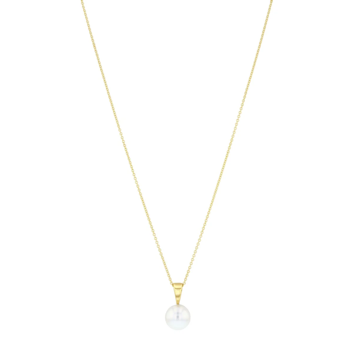 Pearlessence Collection 8-8.5mm White Round Akoya Pearl Necklace | 18K Yellow Gold - Image 2