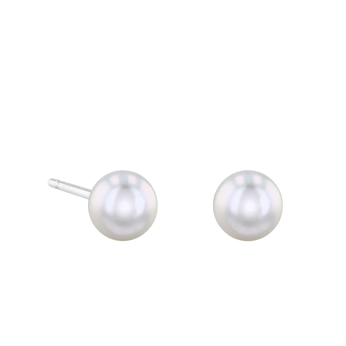 Pearlessence Collection White Cultured Akoya Pearl Stud Earrings | 18K White Gold