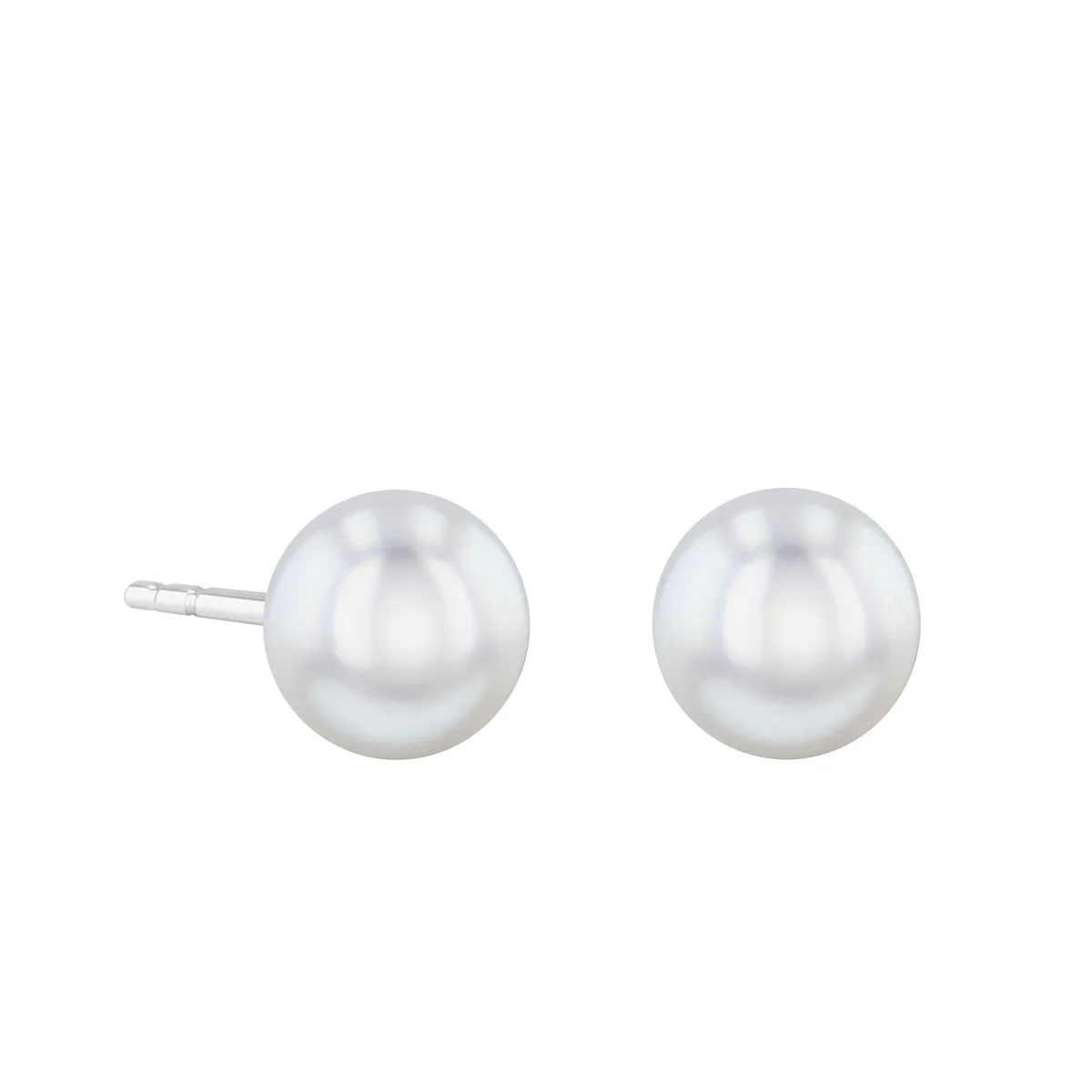 Pearlessence Collection White Cultured Akoya Pearl Stud Earrings | 18K White Gold - Image 2