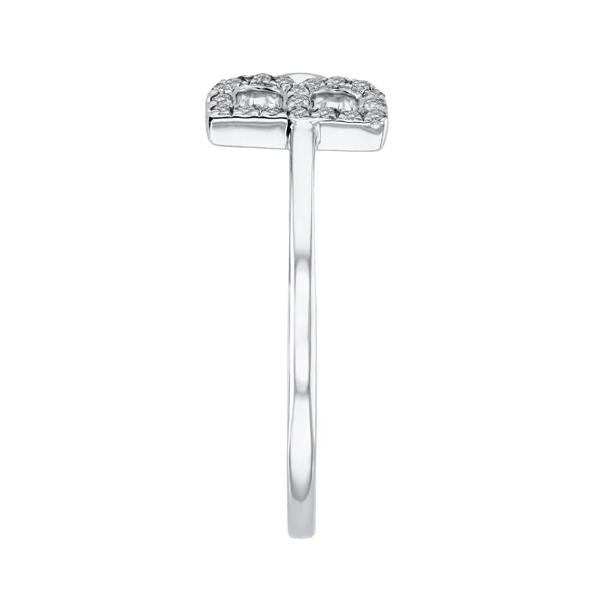 Personalised 'B' Initial Open Cuff Ring | 9K White Gold - Image 3