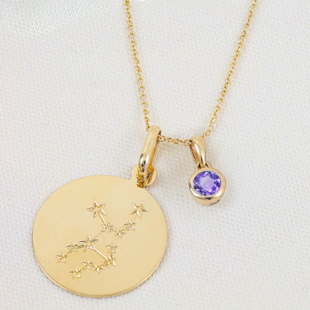 Personalised Birthstone and Star Sign Necklace | 9K Yellow Gold - Image 3