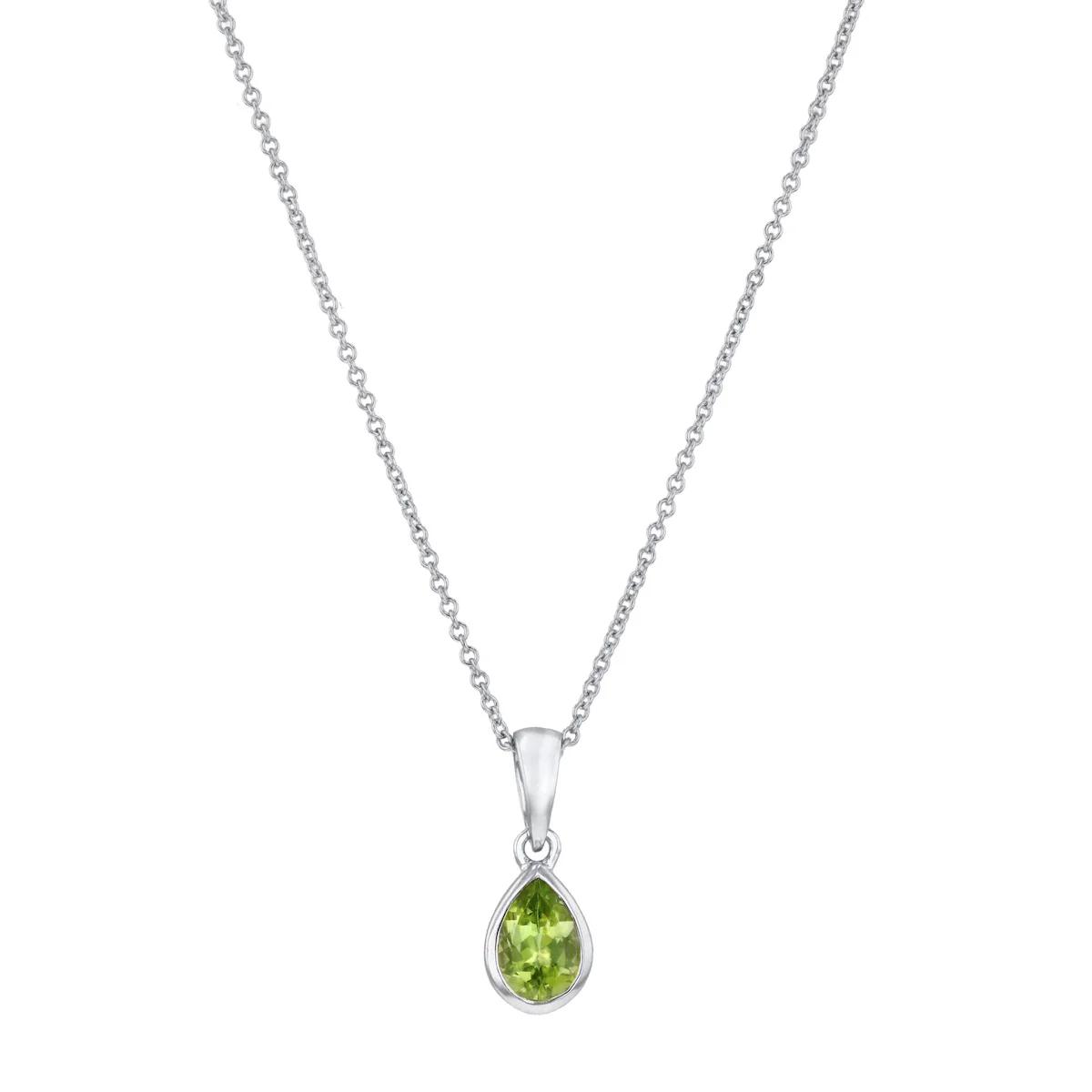 Personalised Birthstone Pear Cut Rubover Necklace | 9K White Gold - Image 5