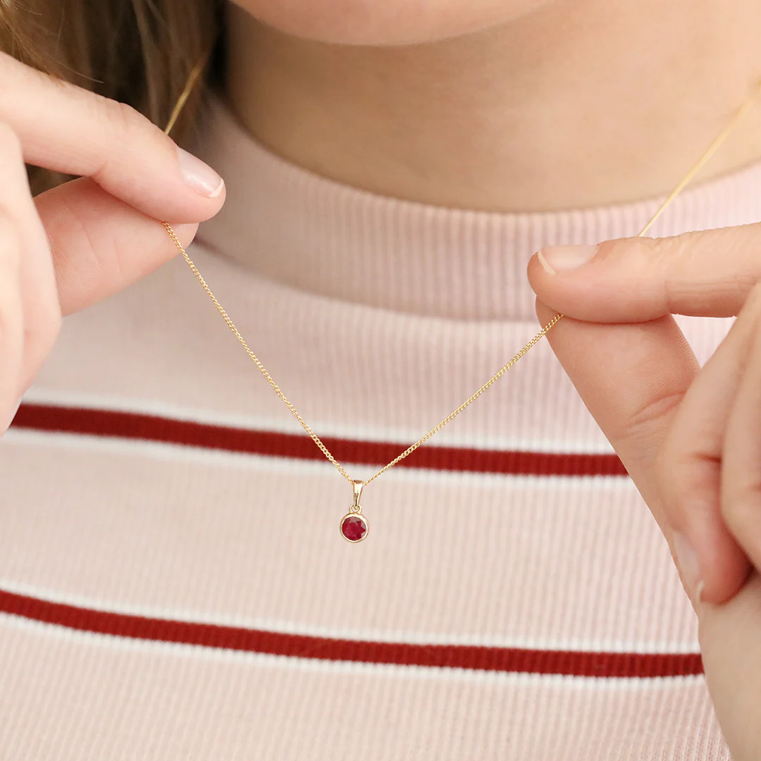 Personalised Birthstone Rubover Pendant | 9K Yellow Gold - Image 4