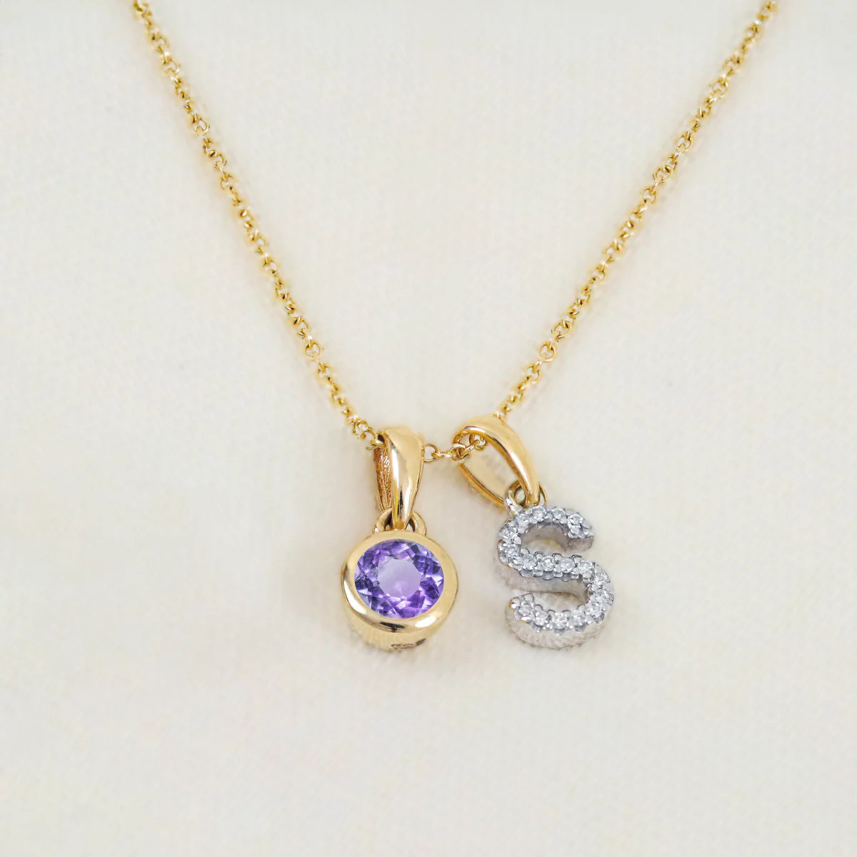 Personalised Diamond Letter and Birthstone Pendant | 9K Yellow Gold - Image 3