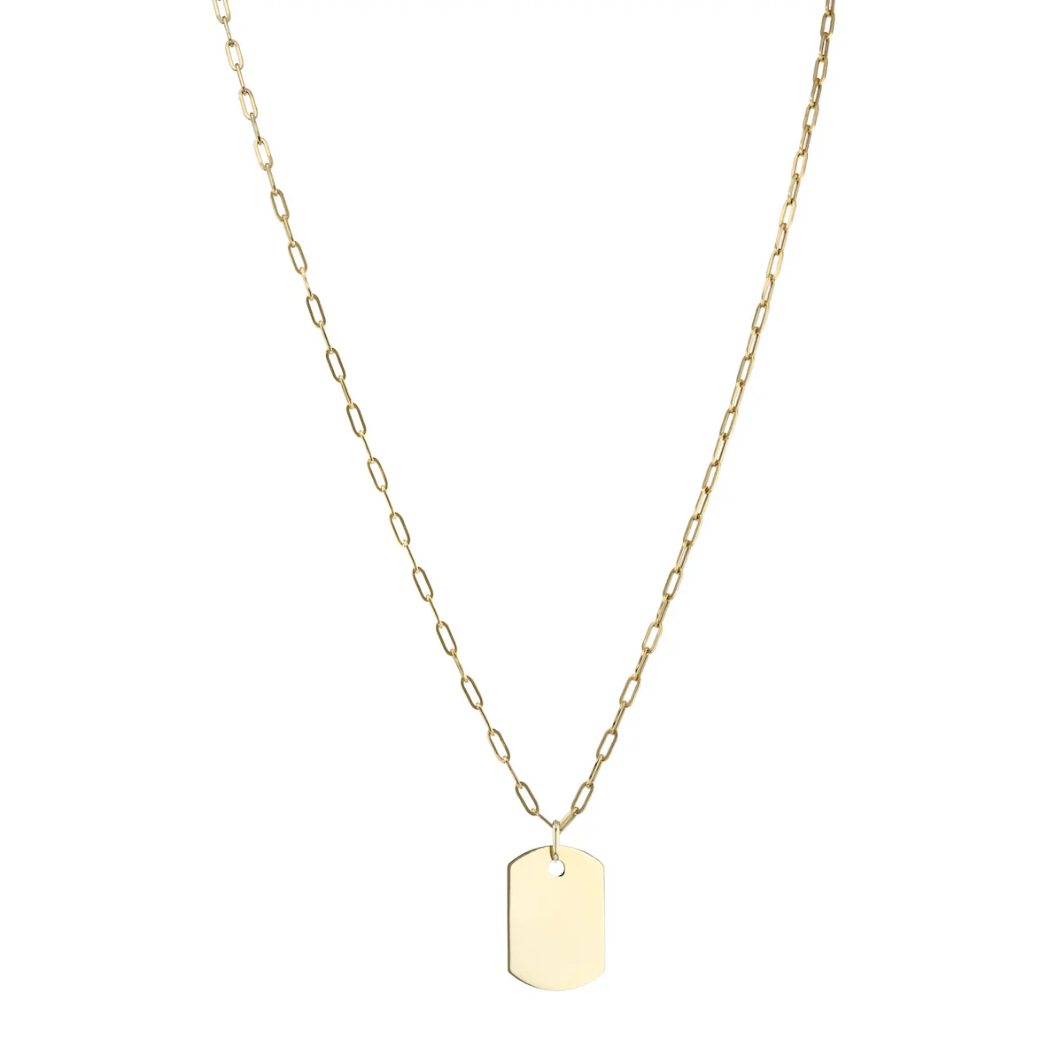 Personalised Dog Tag Pendant & 20" Petite Paperclip Necklace | 9K Yellow Gold - Image 2