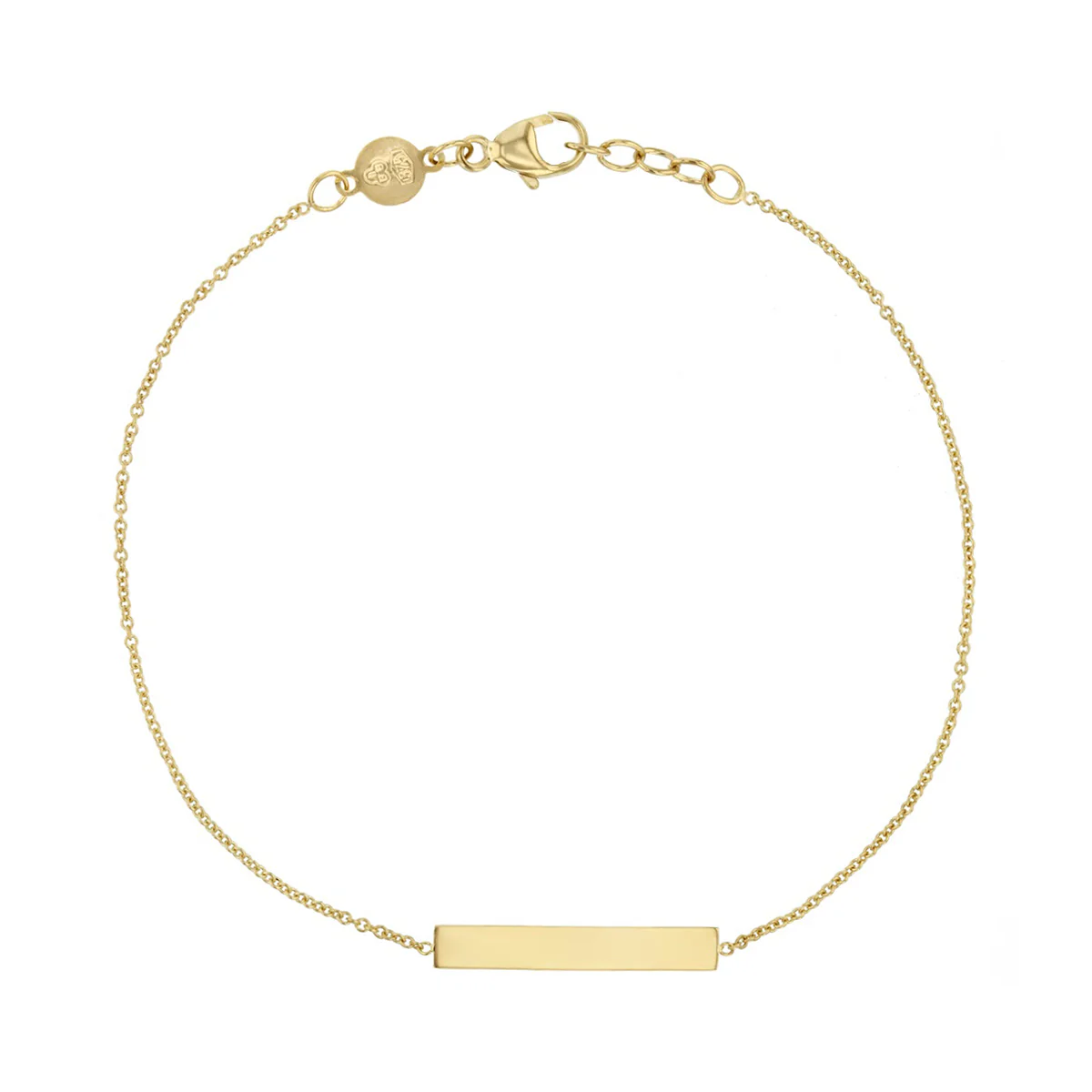 Personalised Horizontal Bar 7" - 7.5" Bracelet | 9K Yellow Gold