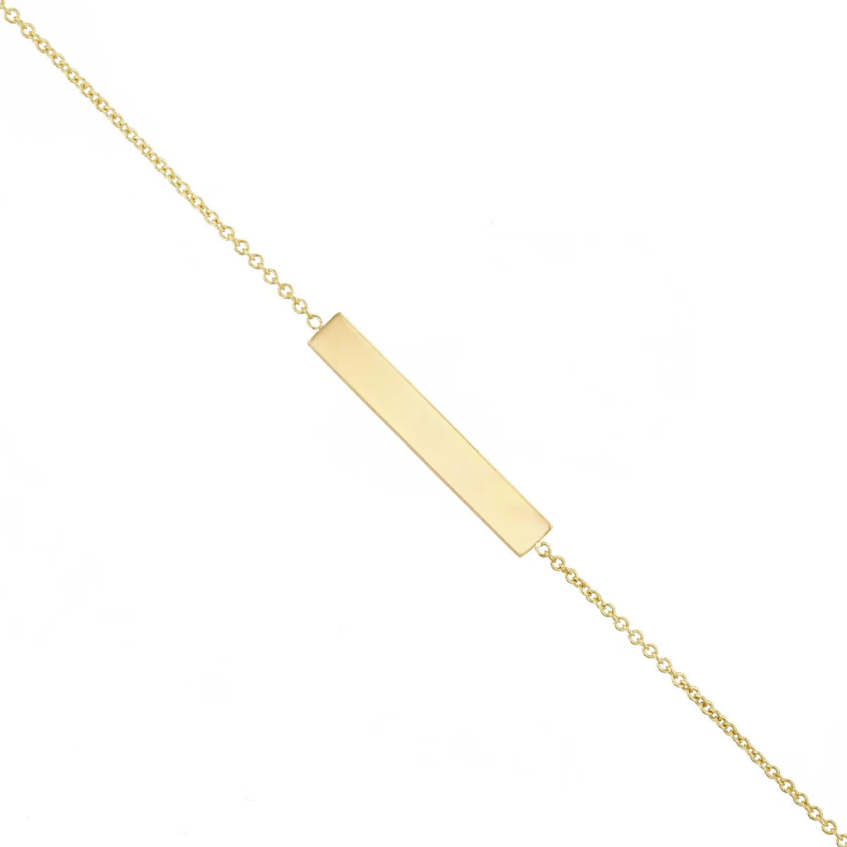 Personalised Horizontal Bar 7" - 7.5" Bracelet | 9K Yellow Gold - Image 2