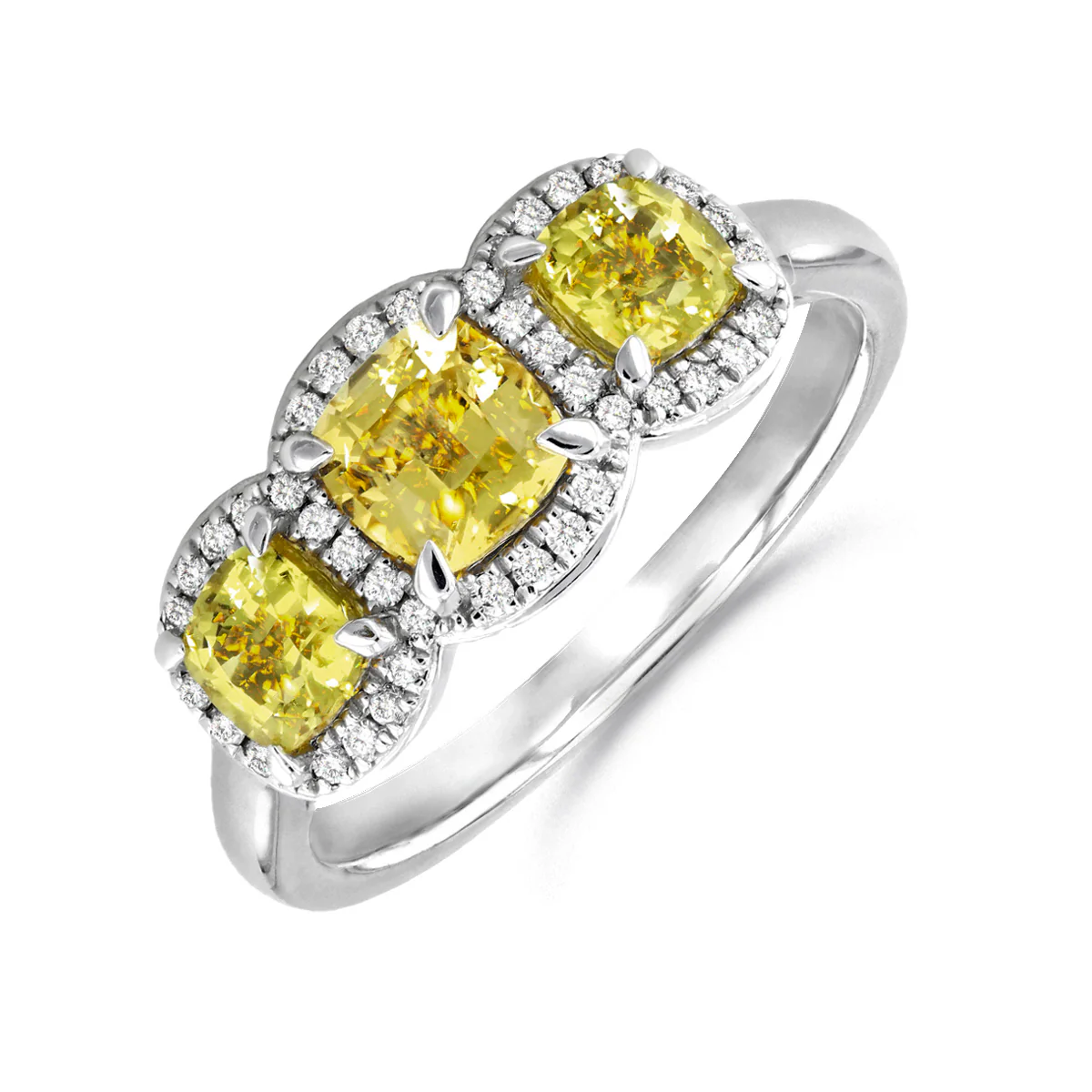 Riviera Collection 1.06ct Yellow Sapphire & Diamond Triple Halo Ring | Platinum