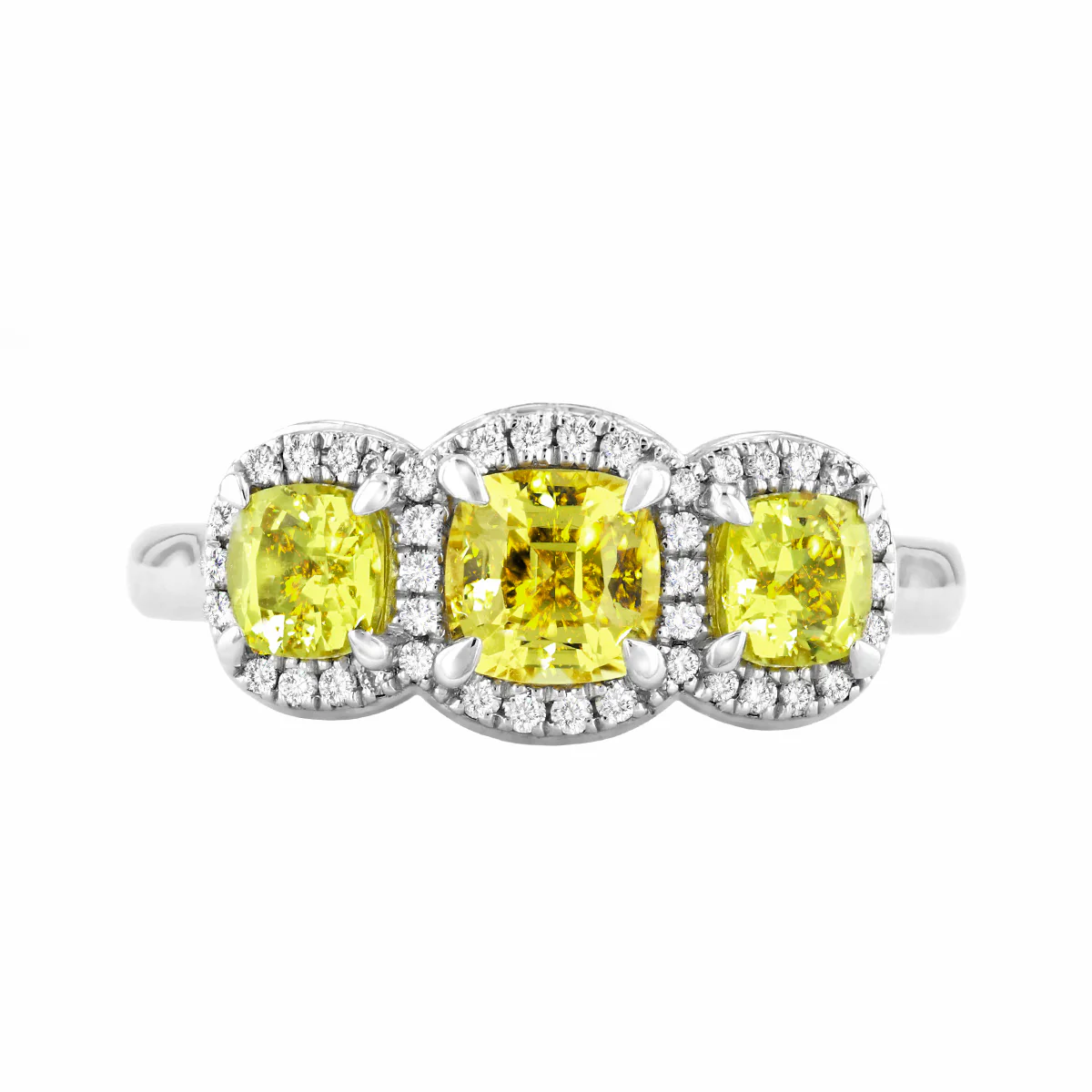 Riviera Collection 1.06ct Yellow Sapphire & Diamond Triple Halo Ring | Platinum - Image 2
