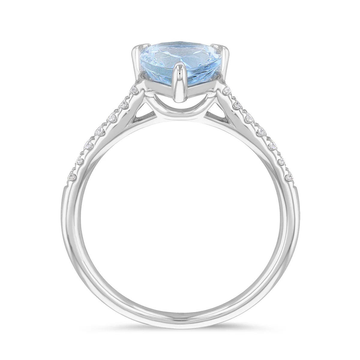 Riviera Collection 1.63ct Pear Cut Aquamarine Shoulder Set Ring | Platinum - Image 3