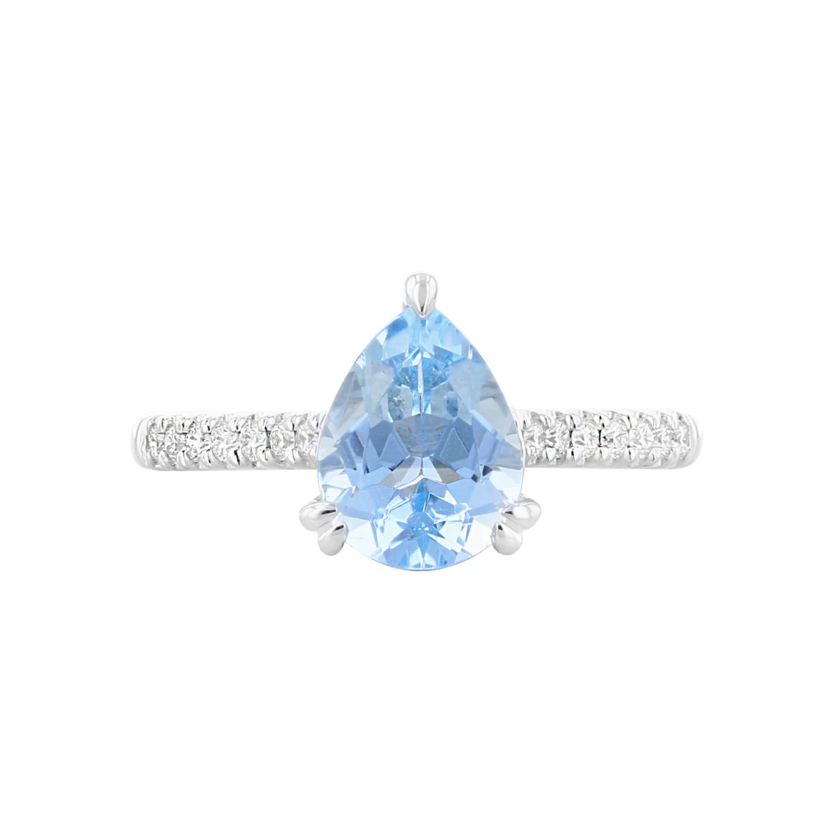 Riviera Collection 1.63ct Pear Cut Aquamarine Shoulder Set Ring | Platinum - Image 4