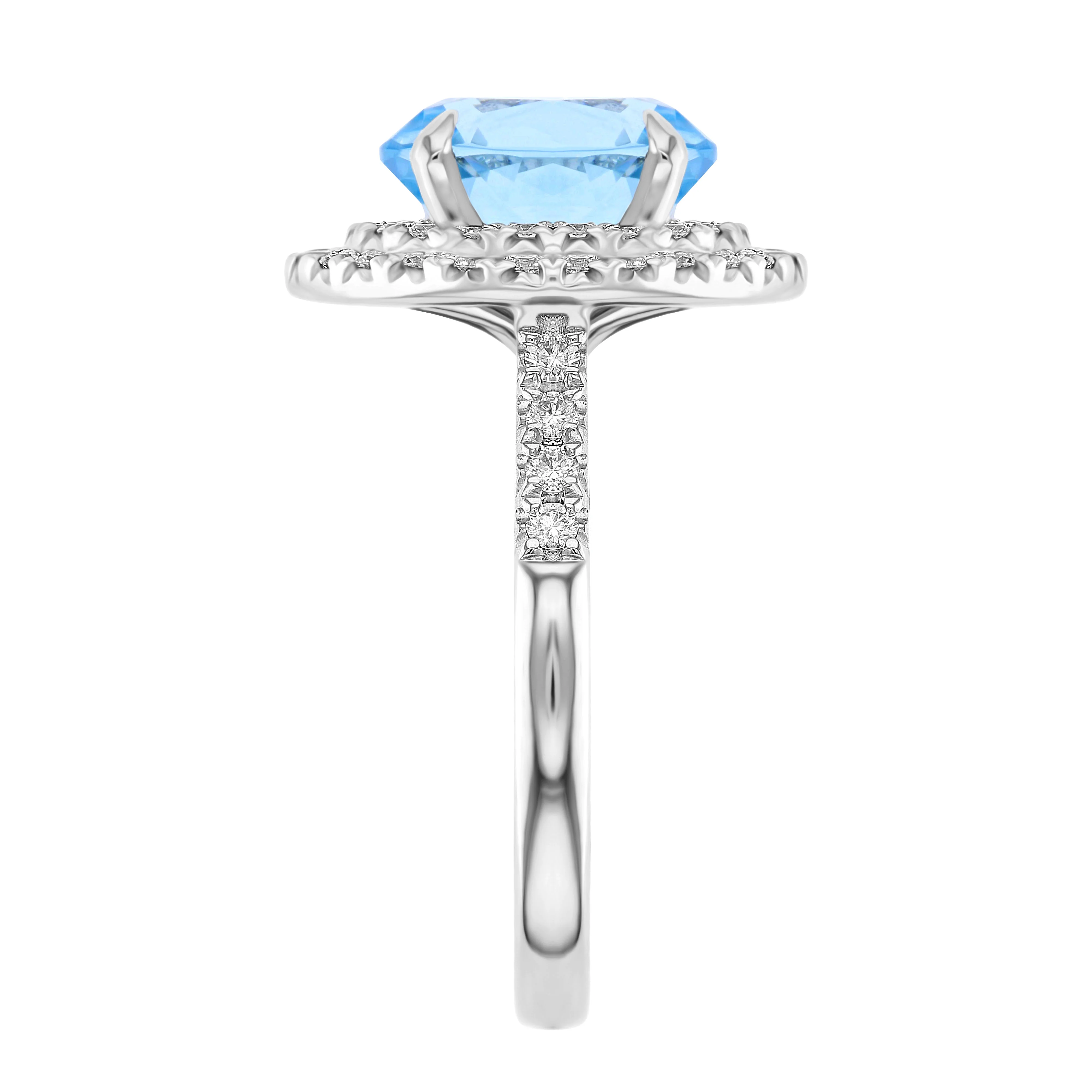 Riviera Collection 2.00ct Oval Aquamarine & Diamond Double Halo Ring | 9K White Gold - Image 3