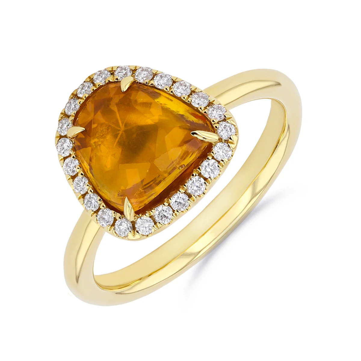 Riviera Collection 2.81ct Rose Cut Orange Sapphire & Diamond Ring
