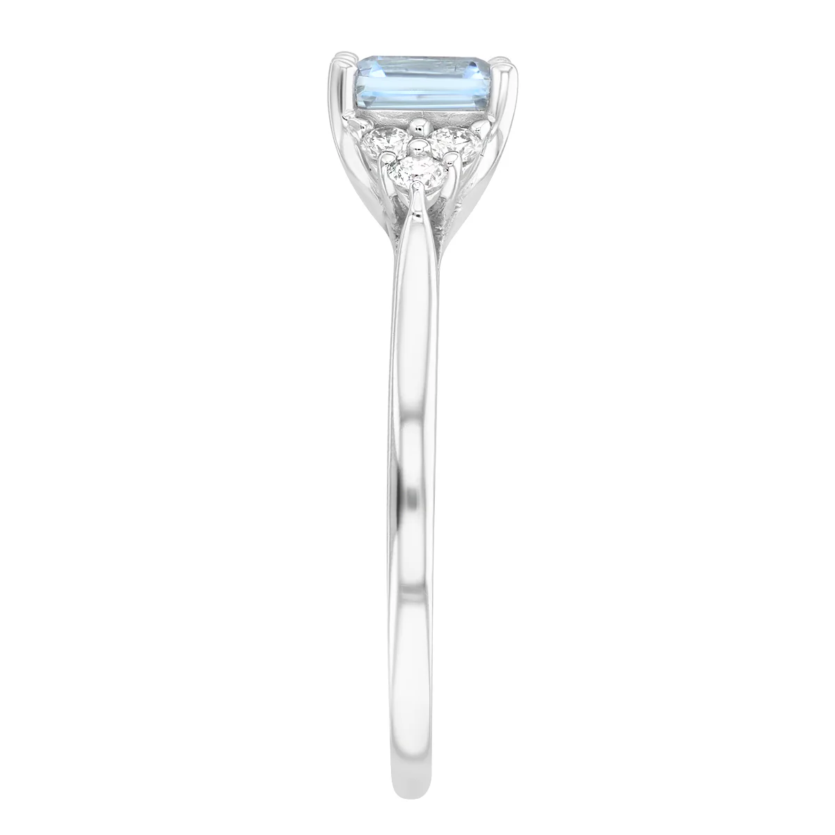 Riviera Collection Aquamarine With Trefoil Diamond Shoulders Ring | 18K White Gold - Image 5