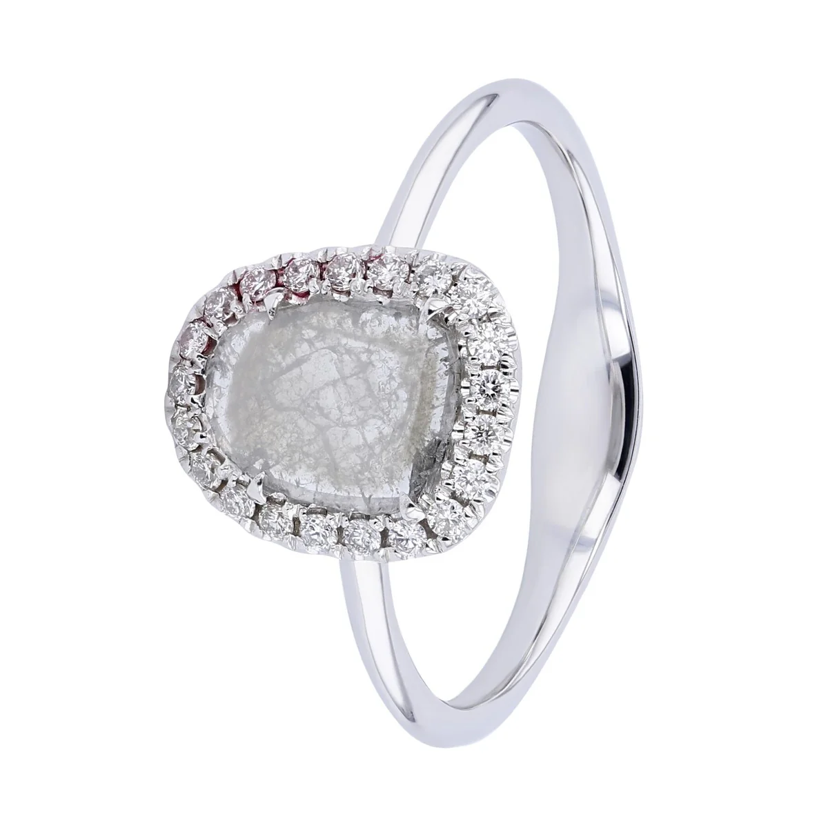 Riviera Collection Rose Cut Grey Diamond & White Diamond Halo Ring