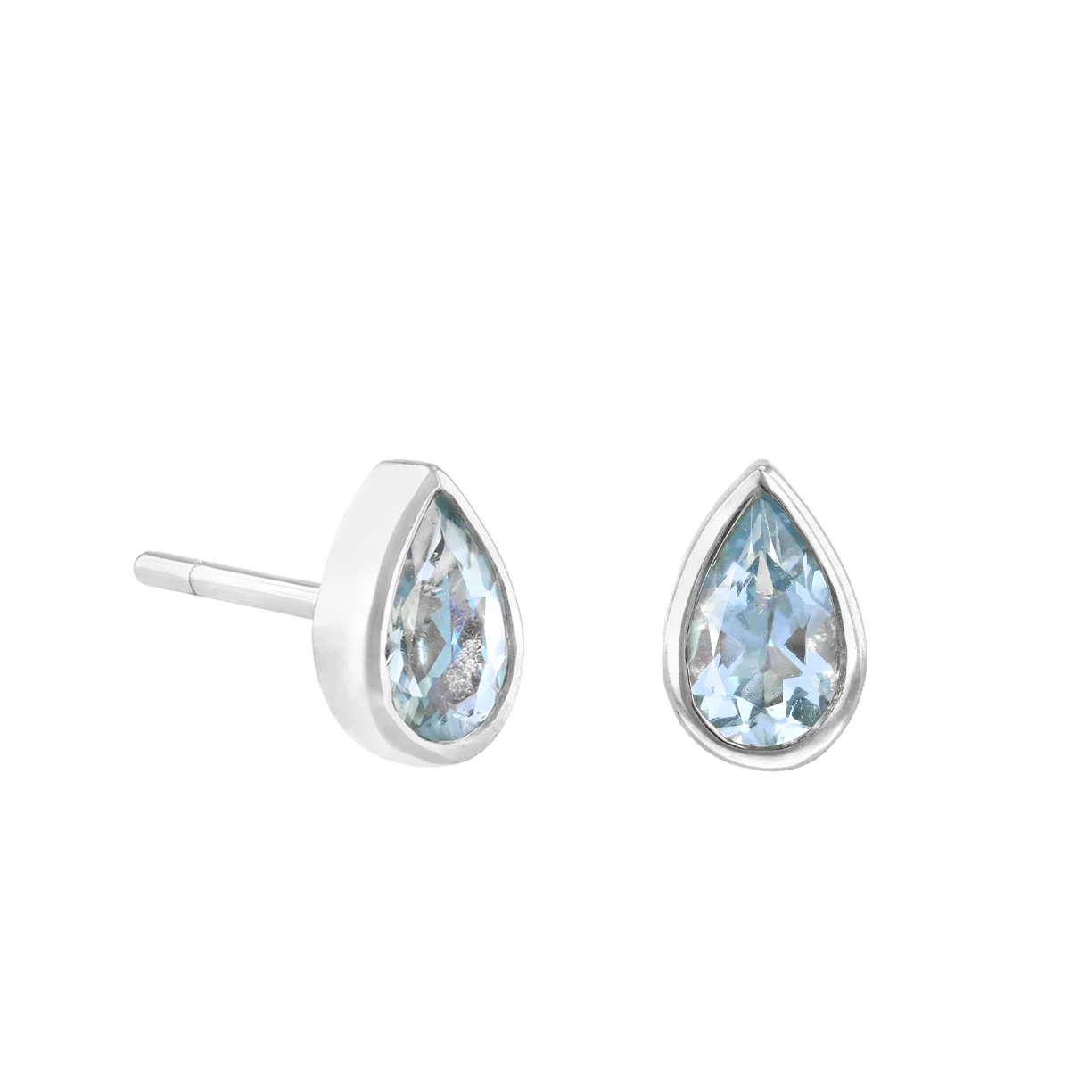 Rosa Mer 0.34ct Pear Cut Aquamarine Stud Earrings | 9K White Gold