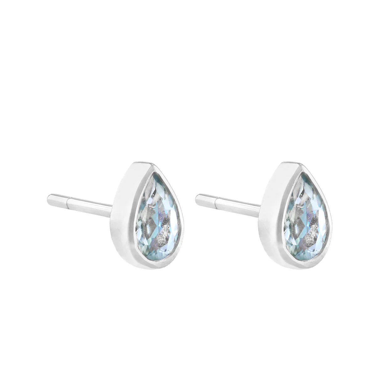 Rosa Mer 0.34ct Pear Cut Aquamarine Stud Earrings | 9K White Gold - Image 3