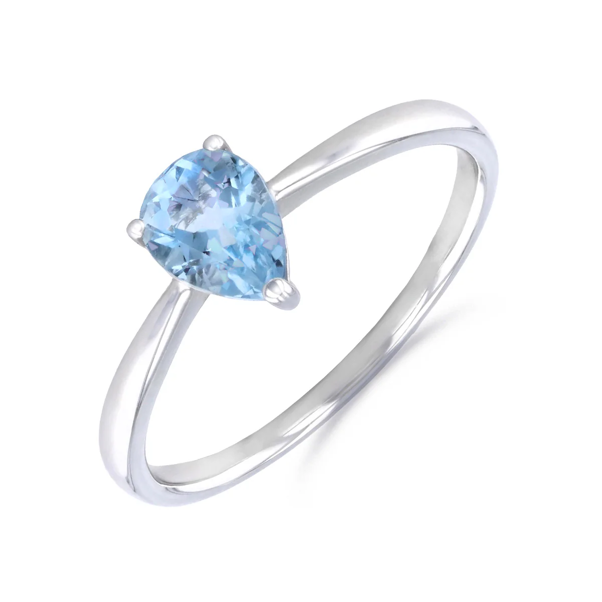 Rosa Mer 0.58ct Pear Cut Aquamarine Solitaire Ring | 9K White Gold