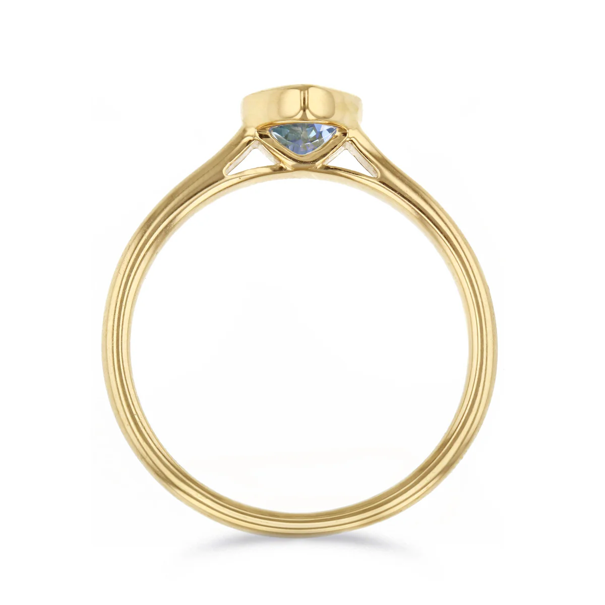Rosa Mer 0.60ct Pear Cut Aquamarine Rubover Ring | 9K Yellow Gold - Image 5
