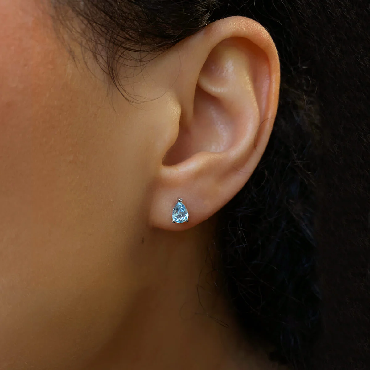 Rosa Mer 0.65ct Pear Cut Aquamarine Earrings | 9K White Gold - Image 3