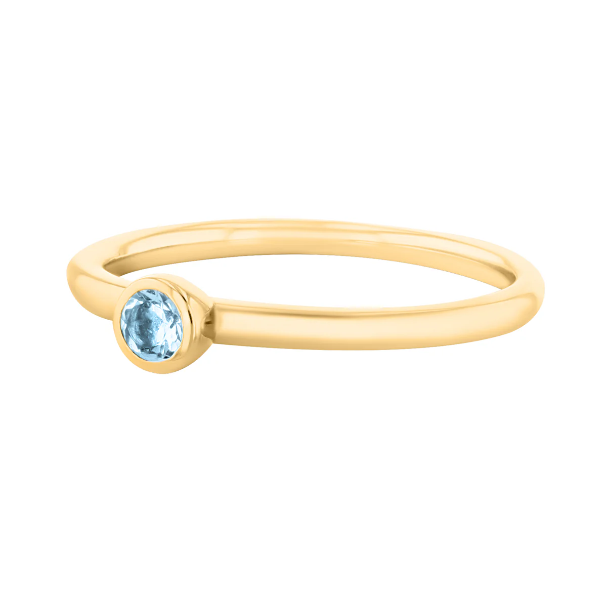 Rosa Mer Collection 0.10ct Bezel Set Aquamarine Ring | 9K Yellow Gold - Image 2
