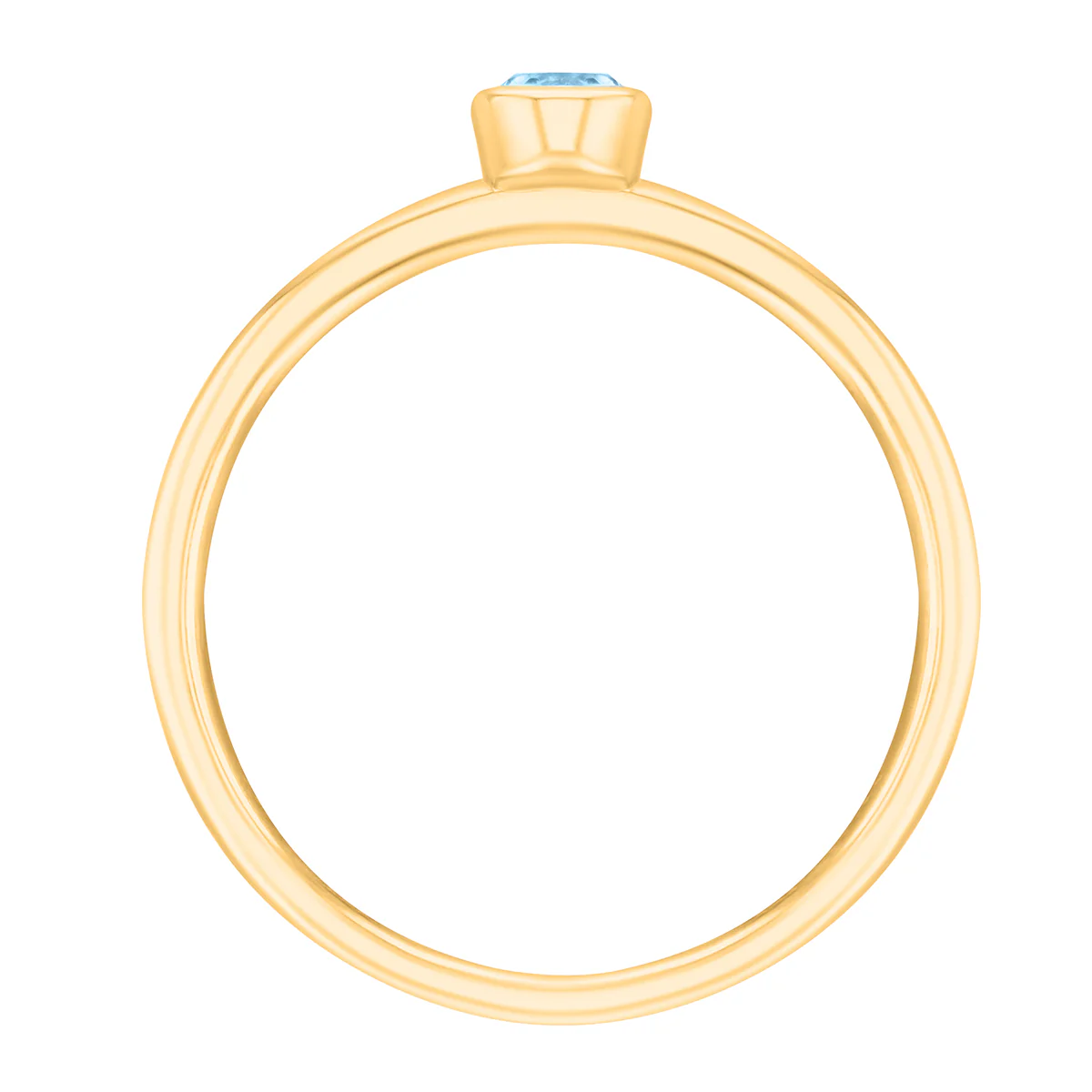 Rosa Mer Collection 0.10ct Bezel Set Aquamarine Ring | 9K Yellow Gold - Image 3