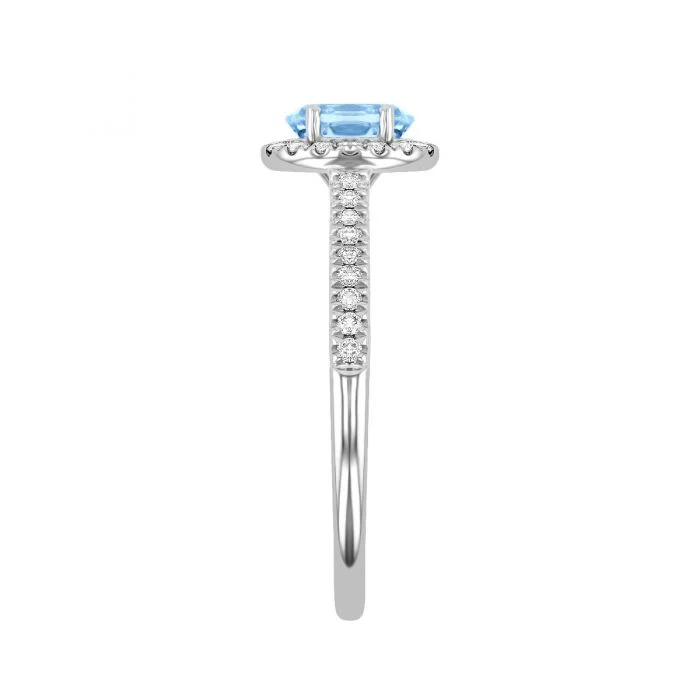 Rosa Mer Collection 0.45ct Oval Aquamarine & Diamond Halo Ring - Image 6