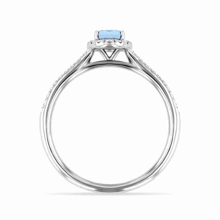 Rosa Mer Collection 0.45ct Oval Aquamarine & Diamond Halo Ring - Image 7