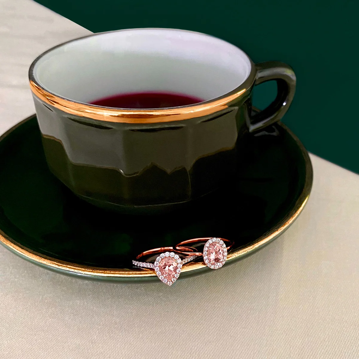 Rosa Mer Collection 0.62ct Morganite & Diamond Halo Ring | 18K Rose Gold - Image 5